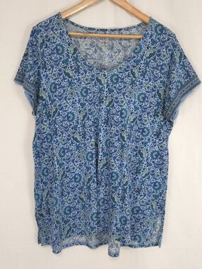 J. Jill Pure Jill Side Slit Elliptical Tee Blue